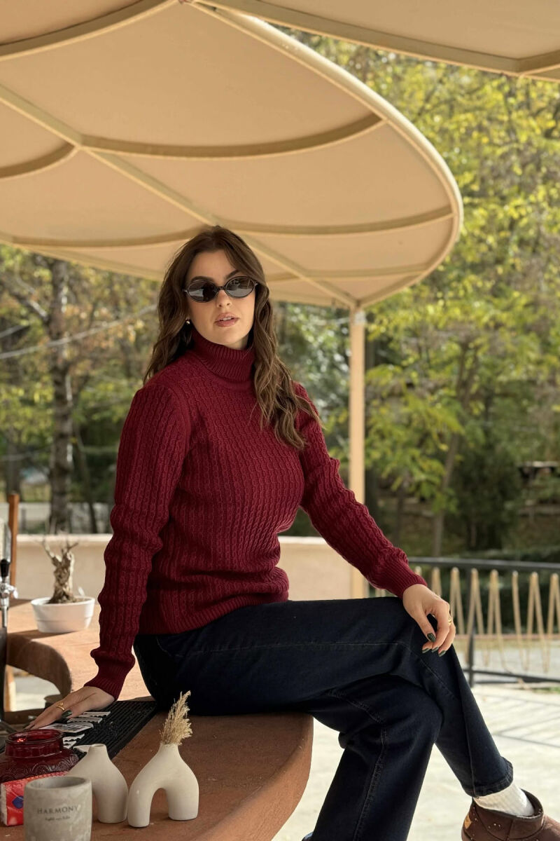 TRIKO NJE NGJYRESHE ME JAKE GOLF PER FEMRA NE NGJYRE VISHNJE - 4