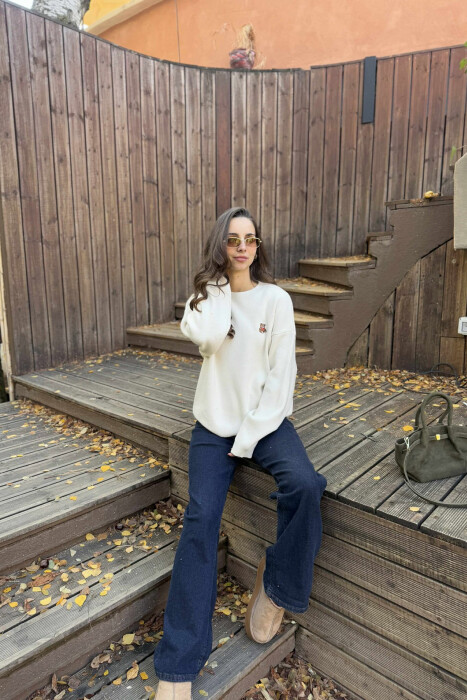 TRIKO NJË NGJYRËSHE ME LOGON E ARUSHIT PËR FEMRA NË NGJYRËN KREM - 5