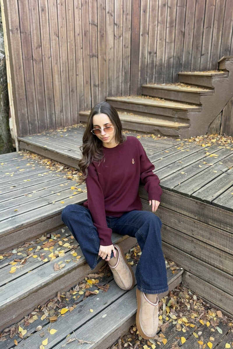 TRIKO NJË NGJYRËSHE ME LOGON E ARUSHIT PËR FEMRA NË NGJYRËN VISHNJË - 3