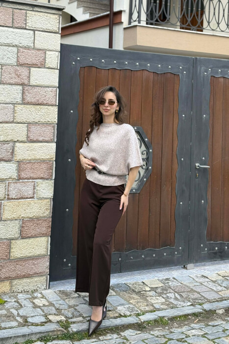 TRIKO NJE NGJYRESHE ME MENGE TE SHKURTRA PER FEMRA NE NGJYRE BEZHE - 5