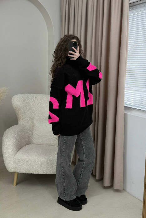 TURTLE NECK 2M WRITTING WOMEN SWEATER BLACK/ E ZEZE - 3