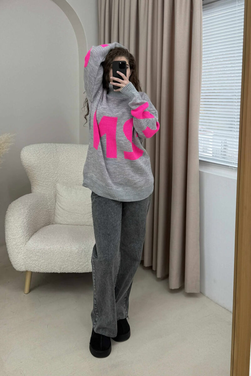 TURTLE NECK 2M WRITTING WOMEN SWEATER GREY/GRI - 3