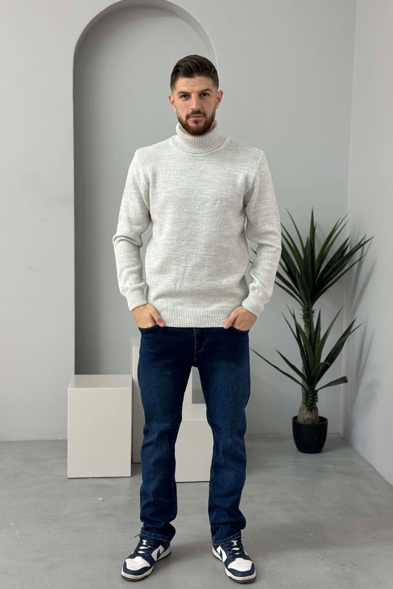 TURTLE NECK ONE COLOR MEN SWEATER LIGHT GREY/GZ - 2