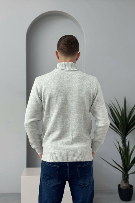 TURTLE NECK ONE COLOR MEN SWEATER LIGHT GREY/GZ - 4