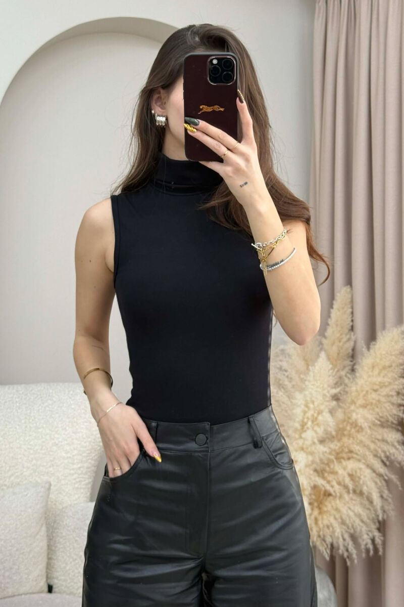TURTLE NECK SLEEVELESS ONE COLOR WOMEN BODY BLACK/ E ZEZE - 4