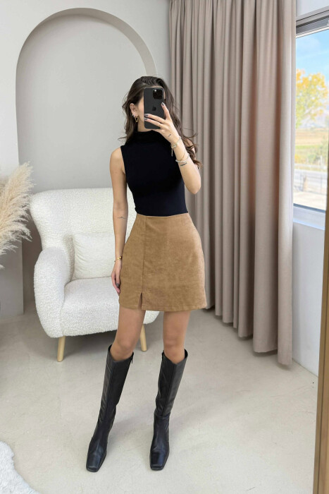 BODY NJË NGJYRËSHE PA MËNGË ME JAKË GOLF PËR FEMRA NË NGJYRË TË ZEZË 