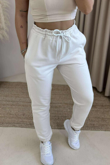 TUTA NJË NGJYRËSHE ME BEL ELASTIK PËR FEMRA NË NGJYRËN E BARDHË ANTIKE - 3