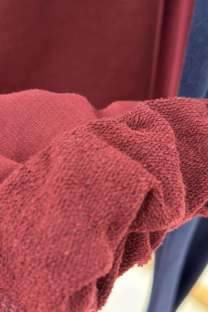 TUTA NJË NGJYRËSHE ME BEL ELASTIK PËR FEMRA NË NGJYRËN VISHNJË - 6