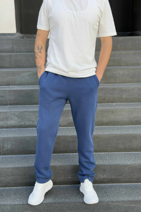 TUTA NJË NGJYRËSHE TË THJESHTA ME PUSH PËR MESHKUJ NË NGJYRËN BLU - 2