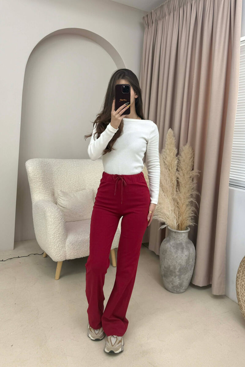 TUTA NJËNGJYRËSHE ELASTIKE NË BELI PËR FEMRA NË NGJYRË TË KUQE - 3