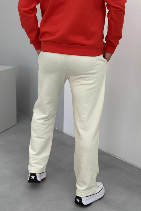 TUTA TË THJESHTA NJË NGJYRËSHE ELASTIKE NË BELI PËR MESHKUJ NË NGJYRËN KREM - 2