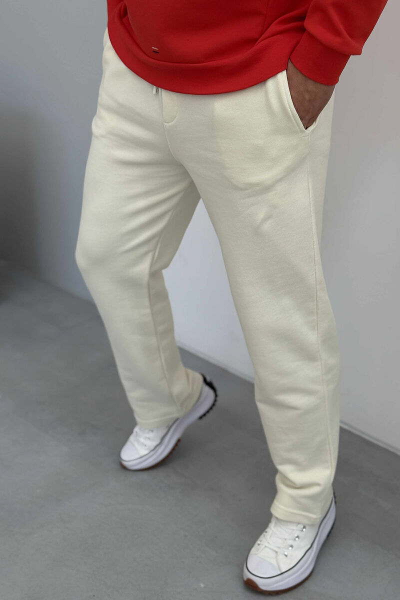 TUTA TË THJESHTA NJË NGJYRËSHE ELASTIKE NË BELI PËR MESHKUJ NË NGJYRËN KREM - 3