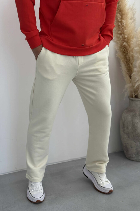 TUTA TË THJESHTA NJË NGJYRËSHE ELASTIKE NË BELI PËR MESHKUJ NË NGJYRËN KREM - 4