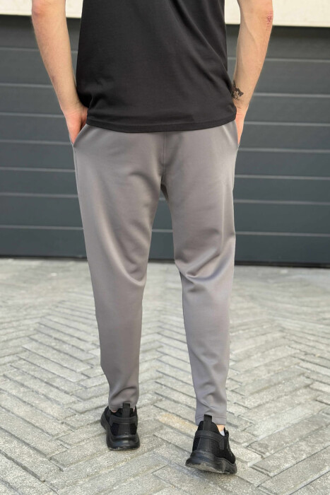 TUTA TË THJESHTA NJË NGJYRËSHE ELASTIKE PËR MESHKUJ NË NGJYRËN GRI HIRI - 3