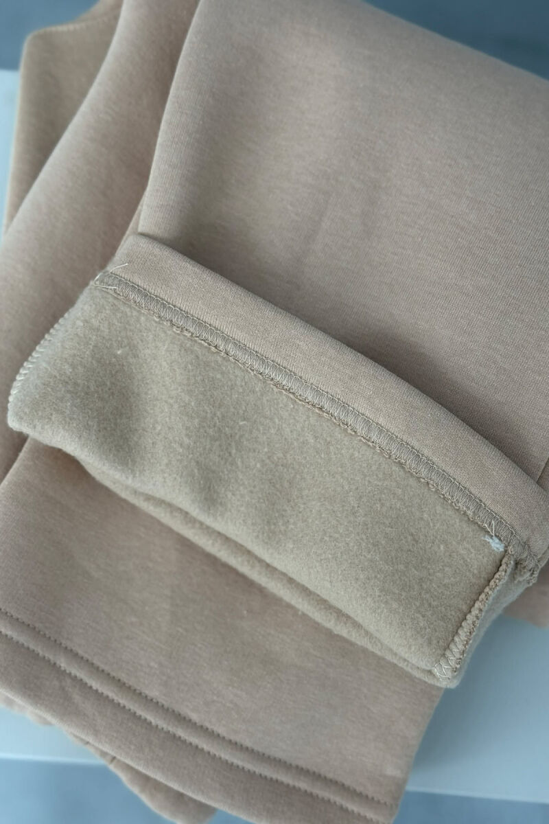 ONE COLOR SIMPLE FLUFFY WOMEN SWEATPANTS DARK BEIGE/BEZHE ERRET - 2