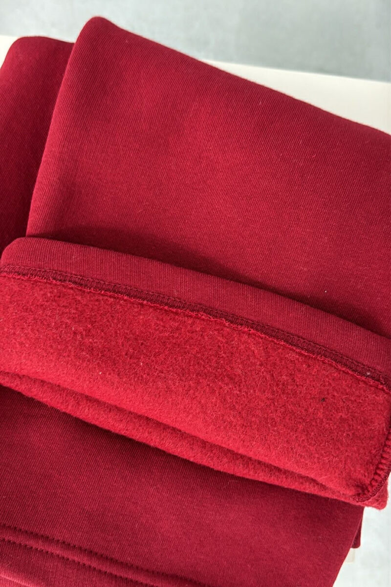 ONE COLOR SIMPLE FLUFFY WOMEN SWEATPANTS BURGUNDY/VISHNJE - 3