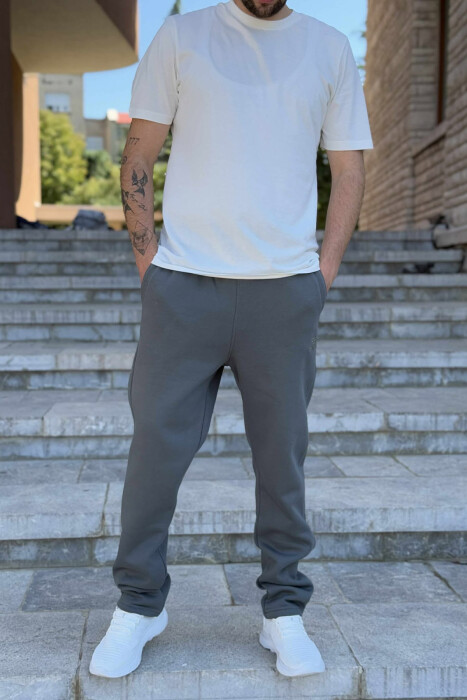 TUTA TË THJESHTA NJË NGJYRËSHE ME PUSH PËR MESHKUJ NË NGJYRËN GRI TË ERRËT - 2