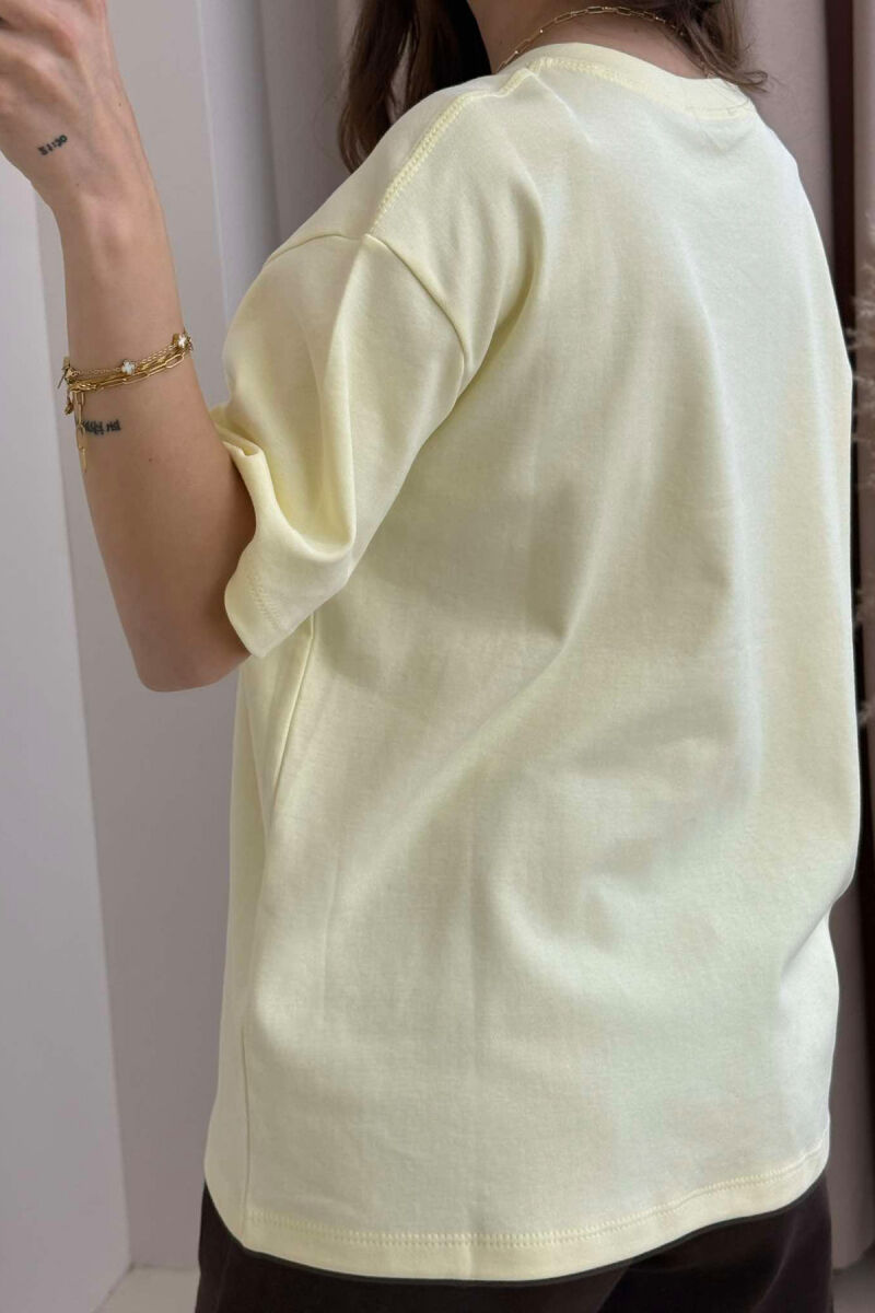 TWO BEARS LOGO ONE COLOR WOMEN T-SHIRT YELLOW/E VERDHE - 5