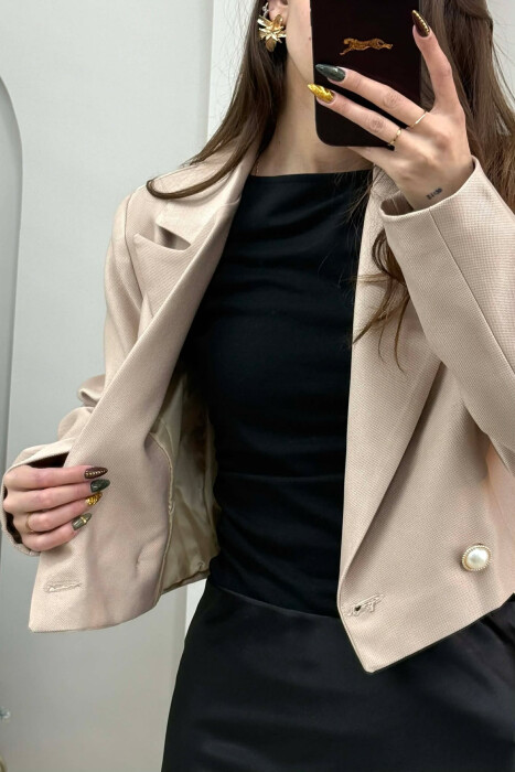 TWO BUTTONS CROPPED WOMEN JACKET BEIGE/BEZHE 