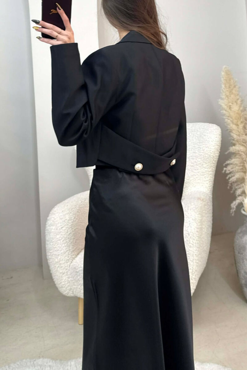 TWO BUTTONS CROPPED WOMEN JACKET BLACK/ E ZEZE - 4