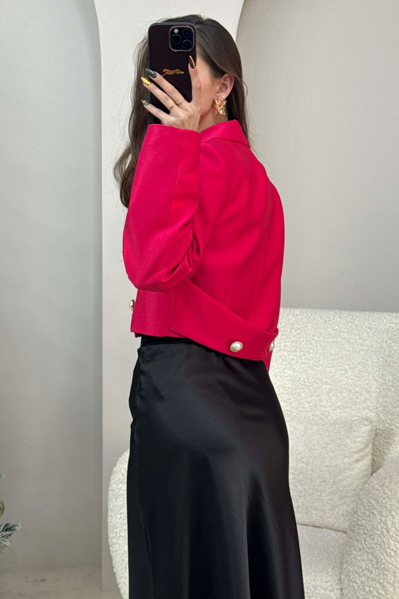 TWO BUTTONS CROPPED WOMEN JACKET FUCHSIA/CIKLAMI - 4