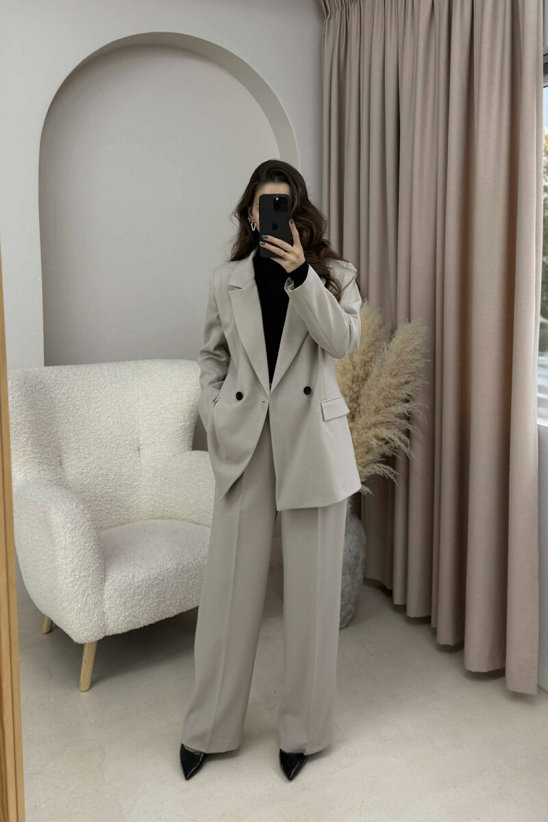 TWO BUTTONS JACKET+TROUSERS CLASSIC WOMEN SET BEIGE/BEZHE - 2