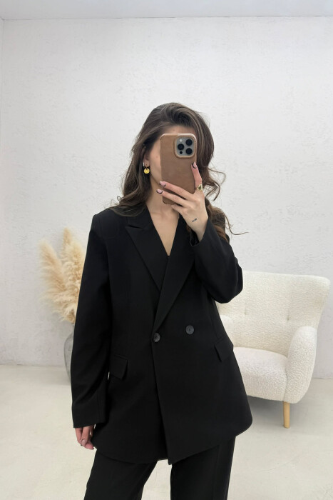 TWO BUTTONS JACKET+TROUSERS CLASSIC WOMEN SET BLACK/ E ZEZE - 2