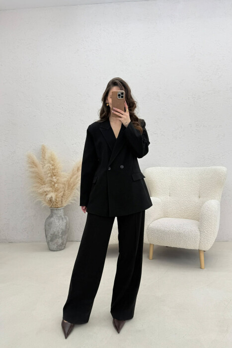 TWO BUTTONS JACKET+TROUSERS CLASSIC WOMEN SET BLACK/ E ZEZE - 3