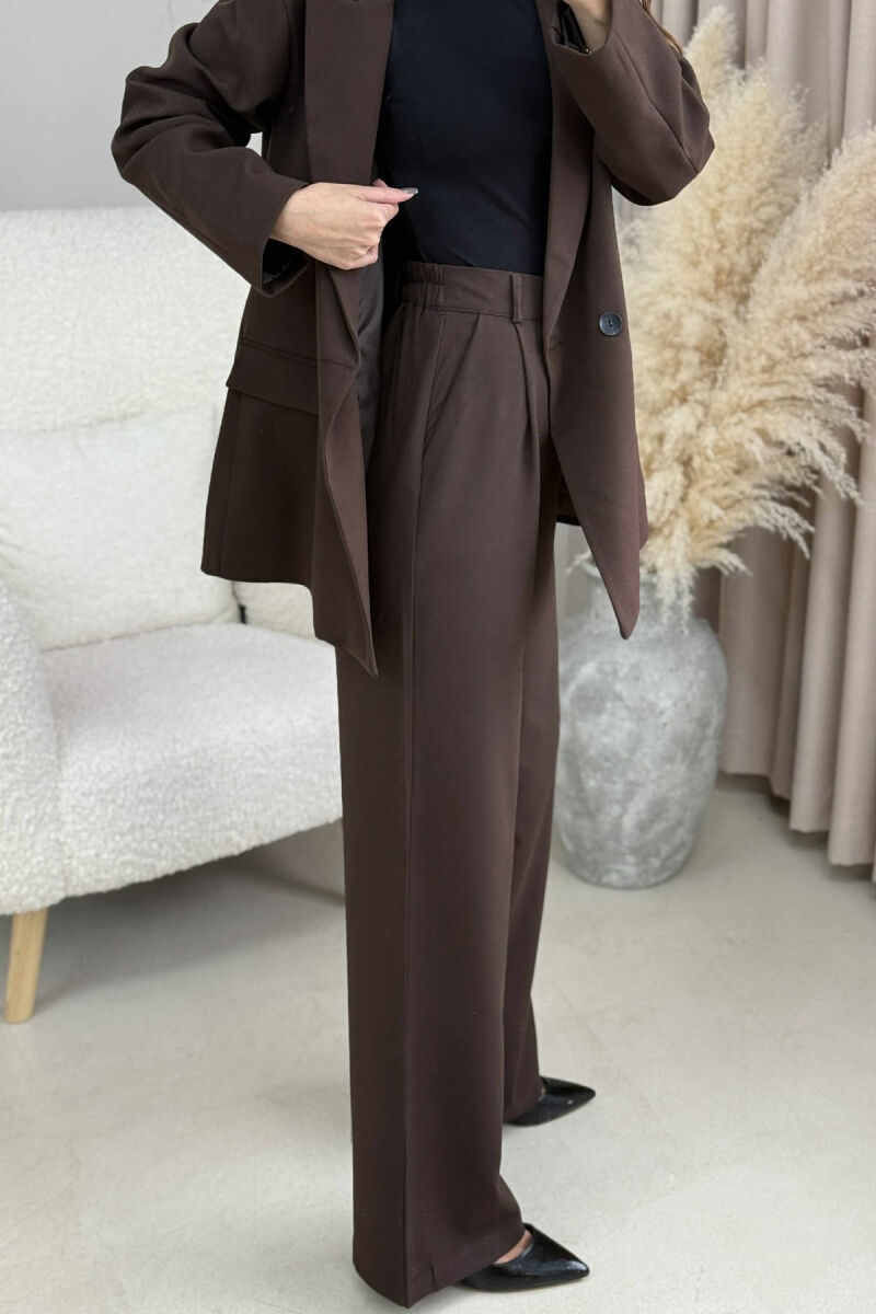 TWO BUTTONS JACKET+TROUSERS CLASSIC WOMEN SET DARK BROWN/KAE - 5