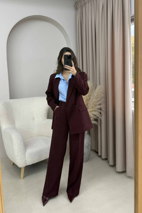 TWO BUTTONS JACKET+TROUSERS CLASSIC WOMEN SET DARK BURGUNDY/VISHNJE E ERRET 