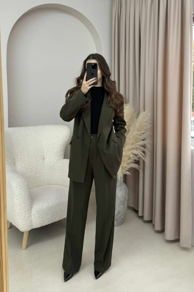 TWO BUTTONS JACKET+TROUSERS CLASSIC WOMEN SET DARK GREEN/JEE - 2