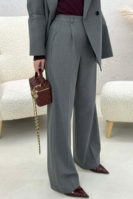 TWO BUTTONS JACKET+TROUSERS CLASSIC WOMEN SET DARK GREY/GEE - 5