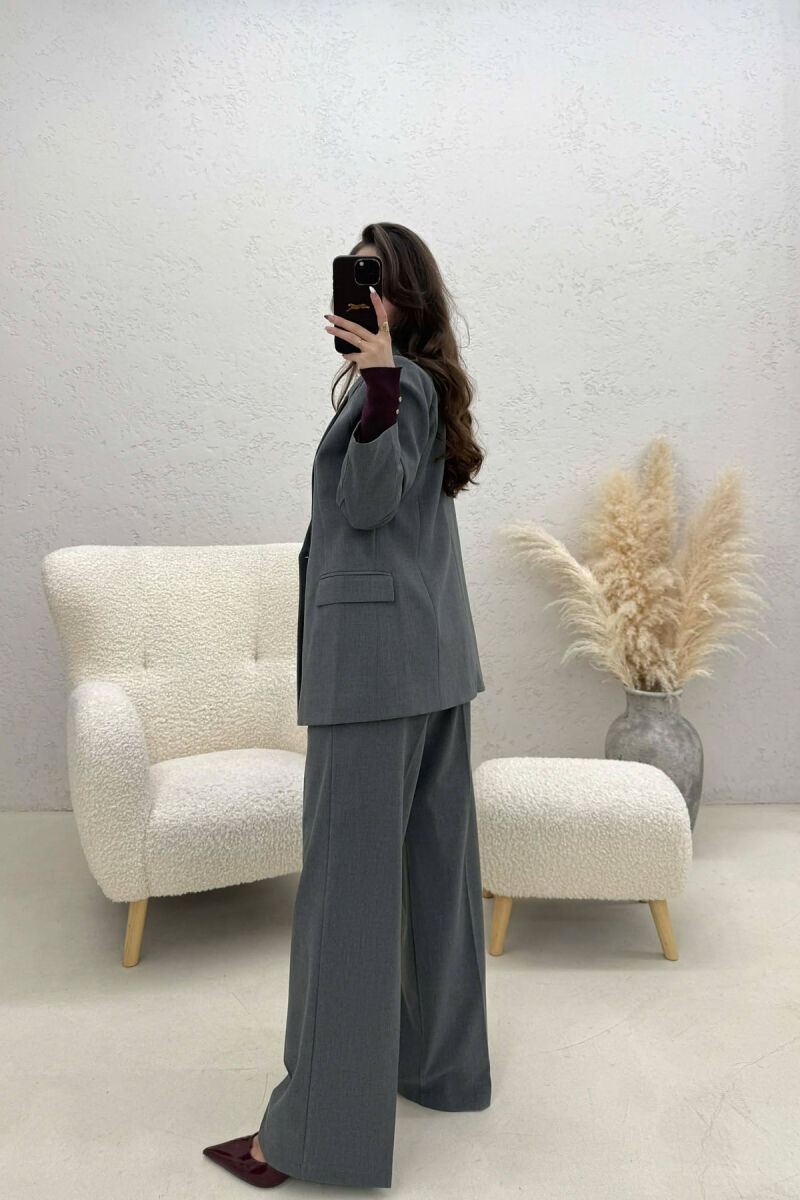 TWO BUTTONS JACKET+TROUSERS CLASSIC WOMEN SET DARK GREY/GEE - 8