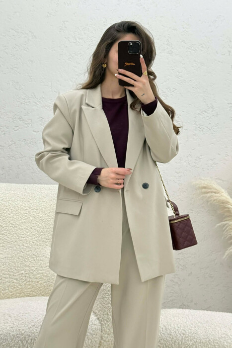 TWO BUTTONS JACKET+TROUSERS CLASSIC WOMEN SET LIGHT BEIGE/BZHZB - 8