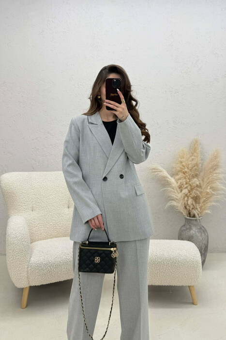 TWO BUTTONS JACKET+TROUSERS CLASSIC WOMEN SET LIGHT GREY/GZ - 3