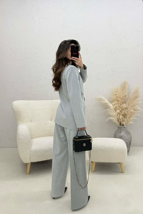 TWO BUTTONS JACKET+TROUSERS CLASSIC WOMEN SET LIGHT GREY/GZ - 7