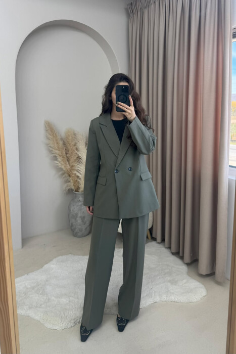 TWO BUTTONS JACKET+TROUSERS CLASSIC WOMEN SET OLIVE/ULLI - 3