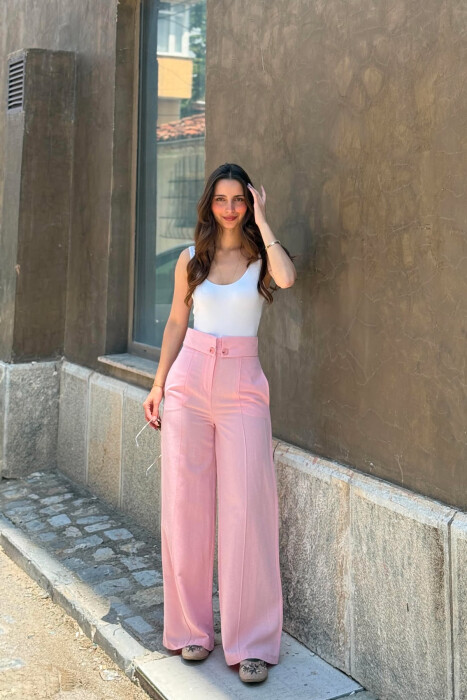PANTALLONA NJË NGJYRËSHE PËR FEMRA NË NGJYRËN ROZE - KLAUDIO FASHION