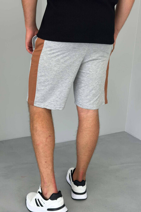 TWO COLOR ELASTIC WAIST MEN SHORTS GREY/GRI - 2