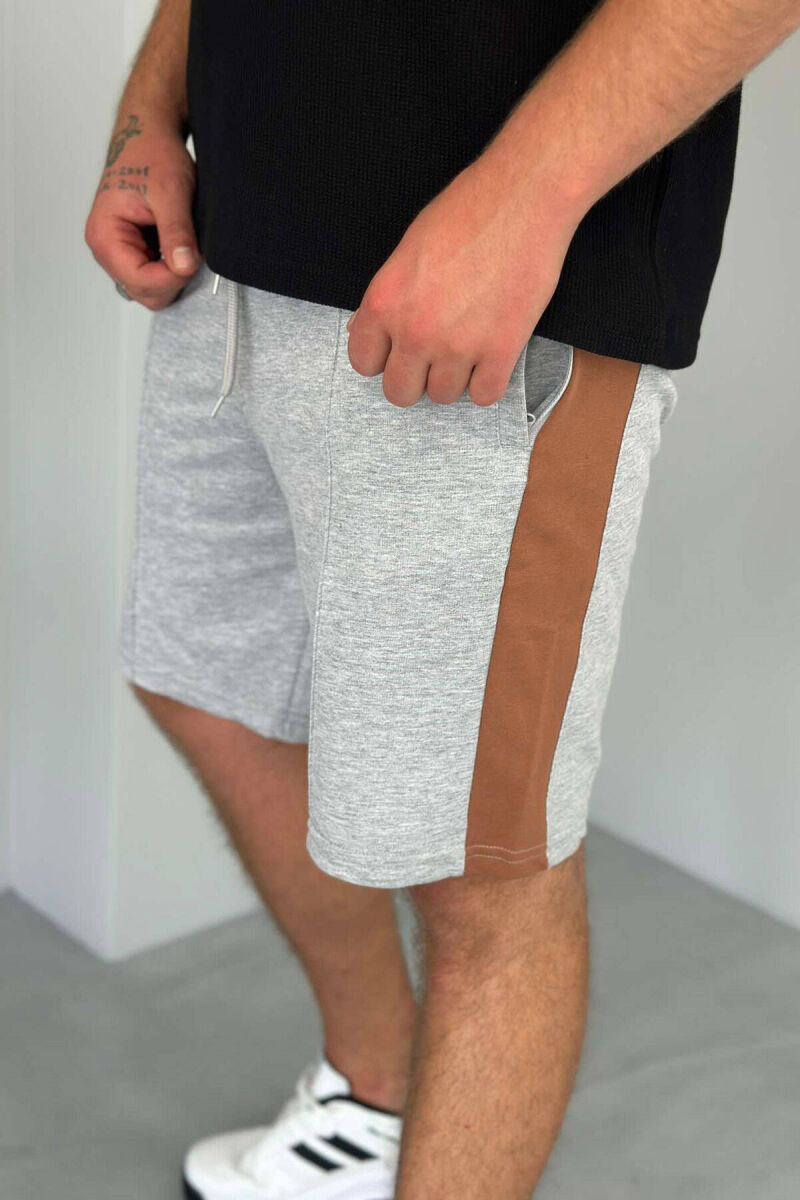 TWO COLOR ELASTIC WAIST MEN SHORTS GREY/GRI - 4