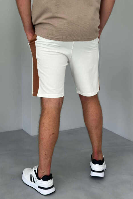 TWO COLOR ELASTIC WAIST MEN SHORTS WHITE-E BARDHE - 2