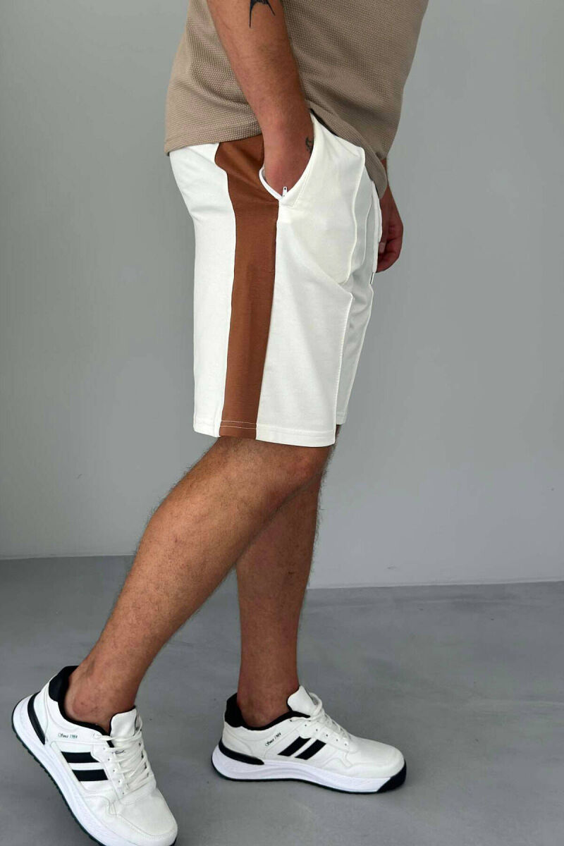 TWO COLOR ELASTIC WAIST MEN SHORTS WHITE-E BARDHE - 4