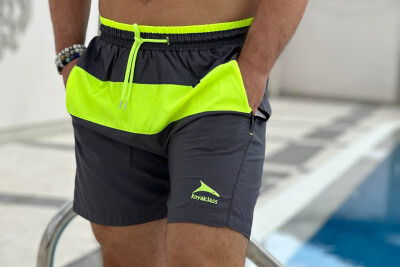 TWO COLOR SIMPLE MAN SWIM WEAR GREY-NEON/GRNE - 1