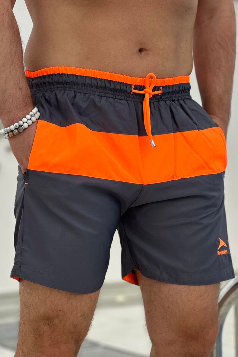 TWO COLOR SIMPLE MAN SWIM WEAR GREY/ORANGE/GRPO - 1