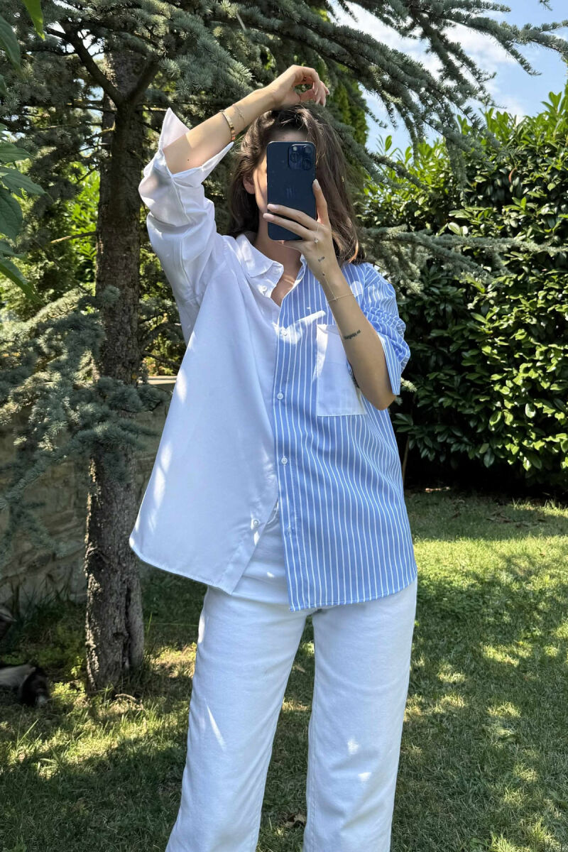 TWO COLORS HEART WOMAN SHIRT BLUE-WHITE/BLBA - 9