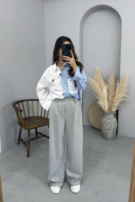 TWO COLORS HEART WOMAN SHIRT BLUE-WHITE/BLBA - 2