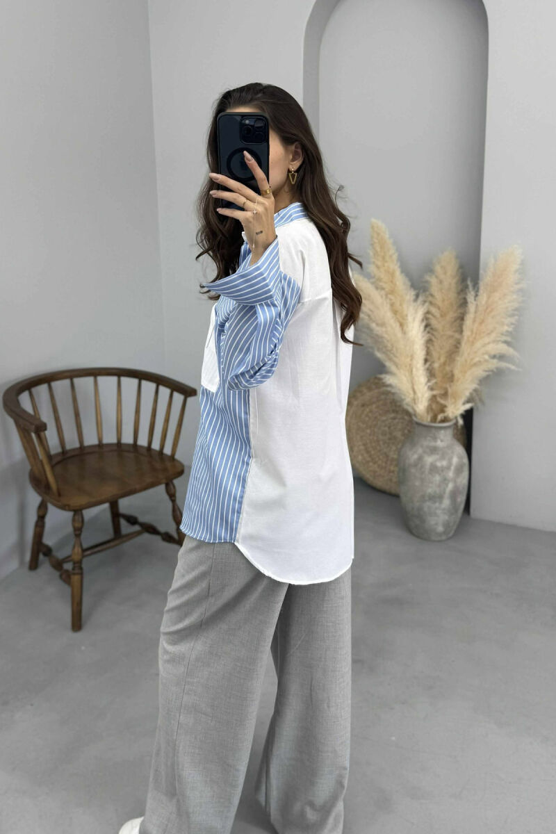 TWO COLORS HEART WOMAN SHIRT BLUE-WHITE/BLBA - 6