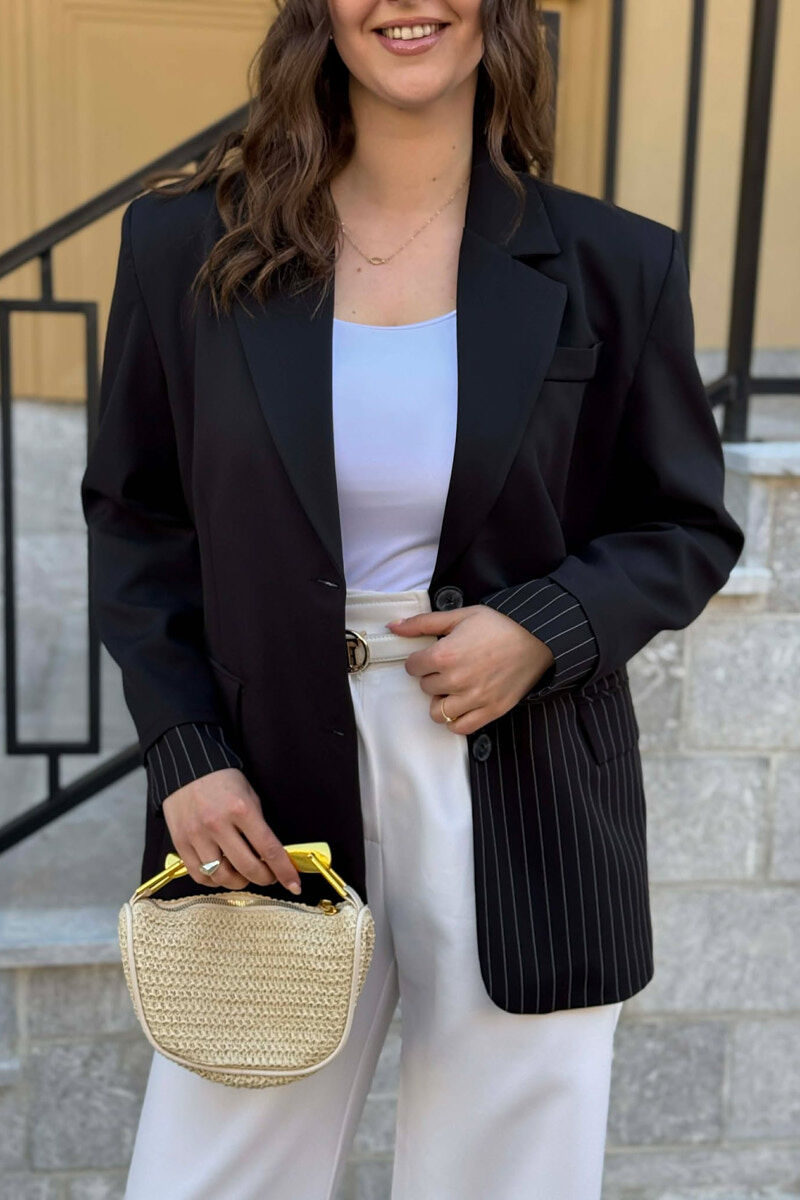 TWO COLORS LINES DESIGN WOMAN JACKET BLACK-BLACK/ZZ - 3