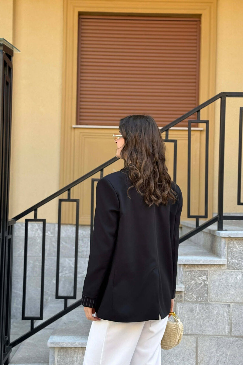 TWO COLORS LINES DESIGN WOMAN JACKET BLACK-BLACK/ZZ - 4