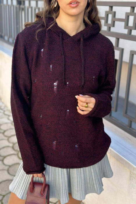 TWO COLORS WOMAN SWEATER BURGUNDY/VISHNJE - 2